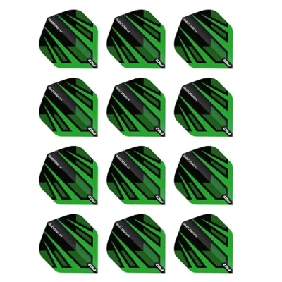 Abbildung von RED DRAGON Hardcore Radical Grün und Schwarz Fan Dartflug 4 Set pro Packung (insgesamt 12 Dart Flights)