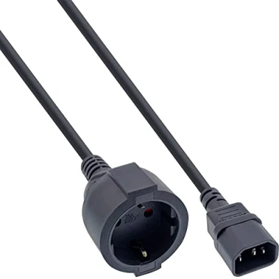 Abbildung von InLine 16659M Netz Adapter Kabel, Kaltgeräte C14 auf Schutzkontakt Buchse, für USV, 3m