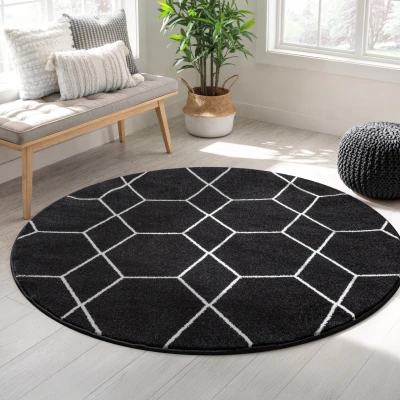 Abbildung von Sanat Teppich "Trellis" rund 10 mm Höhe Kurzflor, skandi, boho, auch als Läufer und in