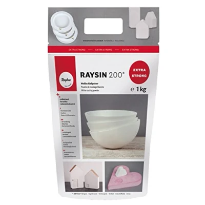 Abbildung von Rayher HOBBY 3699000 Raysin 200 Gießpulver 1kg, Gießmasse weiß, Reliefgießpulver, lufthärtend und geruchslos, 1 Kg