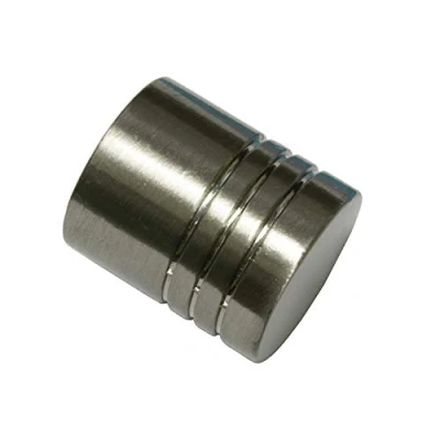 Abbildung von GARDINIA Endknöpfe für Gardinenstangen, 2 x Endstück Zylinder Profil, Serie Memphis, Metall, Edelstahl Optik, Ø 16 mm