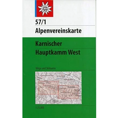 Abbildung von Karnischer Hauptkamm, West: Topographische Karte 1:25.000 mit Wegmarkierungen und Skirouten (Alpenvereinskarten)