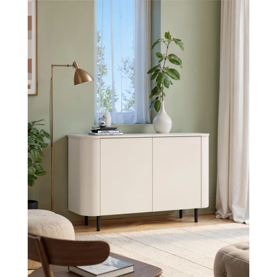 Abbildung von INOSIGN Sideboard »Lido, 131 cm breit, 2 Türen, Anrichte, Kommode, Stauraumschrank« Formgebogenes MDF, Stirnseiten mit Rundung, Push to open, Metallfüße