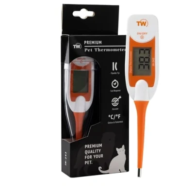 Abbildung von Premium Haustier Thermometer für Tierbesitzer von Hunden, Katzen, Pferden, flexible digitale Temperatursonde inklusive Tierärztlichen Hobdays Chart