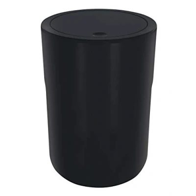 Abbildung von Spirella Design Kosmetikeimer Cocco mit Extra Ring für Müllbeutel Treteimer Schwingdeckeleimer Abfallbehälter Schwingdeckel 5 Liter (ØxH): 19 x 26 cm Schwarz