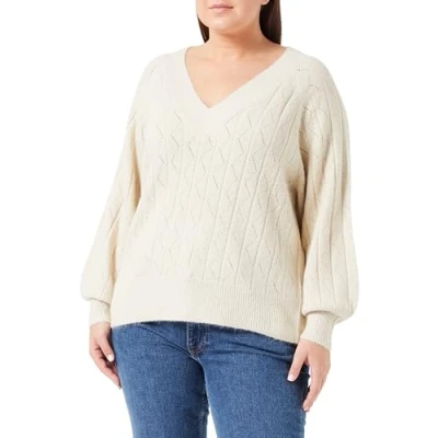 Abbildung von ONLY Damen Onllucia Ls Glitter V neck Knt, Pumice Stone/Detail:frosted Almond Glitter, L
