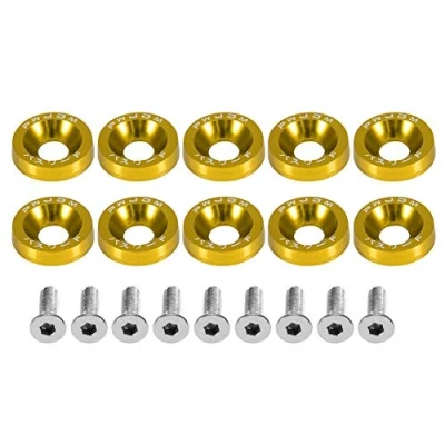 Abbildung von Stoßstangen Schnellspanner Auto Stoßstange Unterlegscheibe Schrauben Kit Senkkopfscheibe Modifikation M6 Dichtung Bolzen Kennzeichen Rahmen Dekorations Schraube (golden)