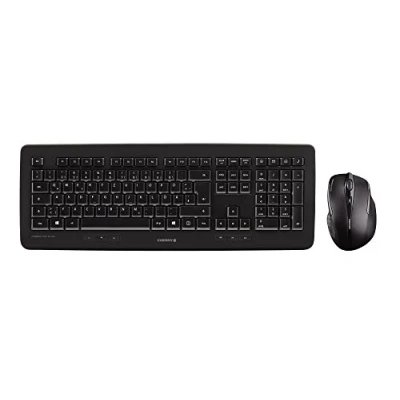 Abbildung von CHERRY DW 5100, Kabelloses Tastatur Maus Set, Schweizer Layout (QWERTZ), 2,4 GHz Funk, Plug &amp; Play, Ergonomische Rechtshändermaus, Batteriebetrieben, Schwarz