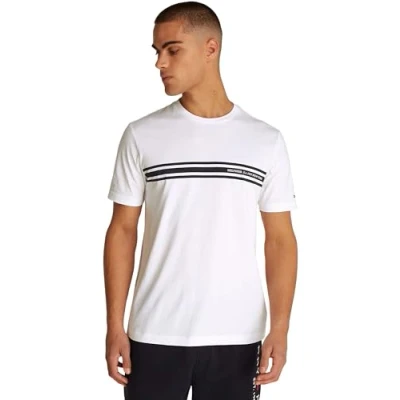 Abbildung von Tommy Hilfiger Central Chest Stripe TEE Tshirt print, Herren, Größe: 3XL, White