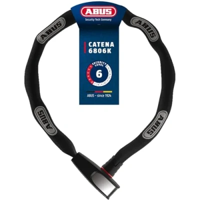 Abbildung von ABUS Kettenschloss Catena 6806K Leichtes Fahrradschloss aus gehärtetem Stahl mit modischem Textilschlauch Vierkantkette Sicherheitslevel 6 85 cm Blau
