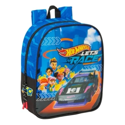 Abbildung von Safta Hot Wheels Let&#039;s Race Kinderrucksack, Schulrucksack, anpassbar an Kinderwagen, ideal für Kindergärten, bequem und vielseitig, Qualität Widerstandsfähigkeit, 22 x 10 27 cm,