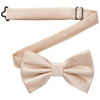 Abbildung von DonDon Fliege Herren handgefertigt Seiden Look 12 x 6 cm Beige