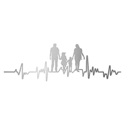 Abbildung von Aufkleber Herzschlag Tiere Breite 27cm Lifeline Heartbeat Deko Sticker Selbstklebend für Auto Kühlschrank Laptop Autoaufkleber K150 (Silber, 07 Familie)