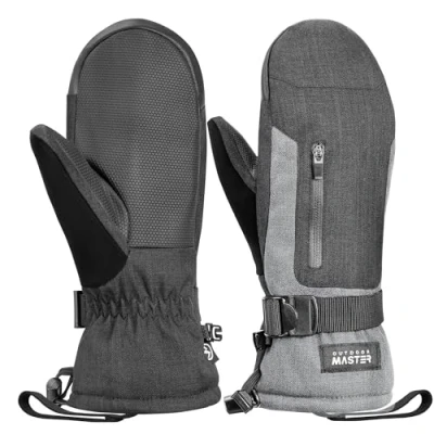Abbildung von OutdoorMaster Skihandschuhe Damen &amp; Herren, Thinsulate Wasserdicht Schneehandschuhe, Winter Warme Winddichte Snowboard Skifäustlinge mit Doppel Tasche