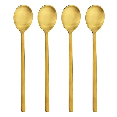 Abbildung von AOOSY Suppenlöffel, 4 teilige Edelstahl 8,5 Zoll Goldlöffel, Lange Esslöffel, Reislöffel, Brühlöffel für Zuhause, Küche oder Restaurant (golden)