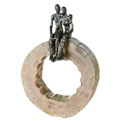 Abbildung von Casablanca by Gilde Dekofigur »Skulptur Together«, Dekoobjekt, Höhe 39 cm, aus Metall und Holz Baumscheibe, Wohnzimmer