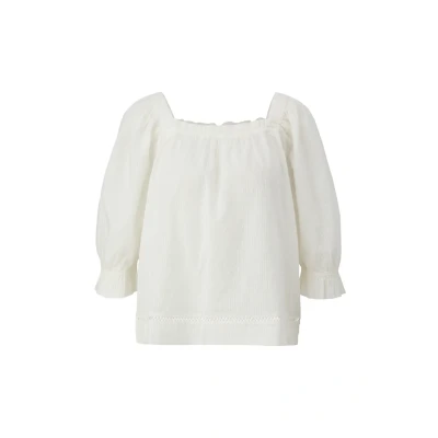 Abbildung von QS Offshoulder MIT Dobbystruktur Bluse, Damen, Größe: 32, Creme