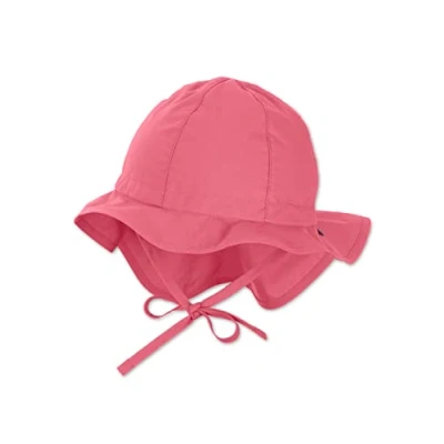 Abbildung von Sterntaler Sonnenhut Mädchen Sommerhut UV Schutz 50+ Mütze mit breiter Krempe und Größenregulierung Nackenschutz Bindebänder Baby Kinder Kopfbedeckung aus Popeline (Bio) koralle, Größe 43