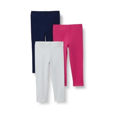 Abbildung von Amazon Essentials Mädchen Leggings, 3er Pack, Marineblau Heidekraut/Himbeere/Weiß, 6 7 Jahre