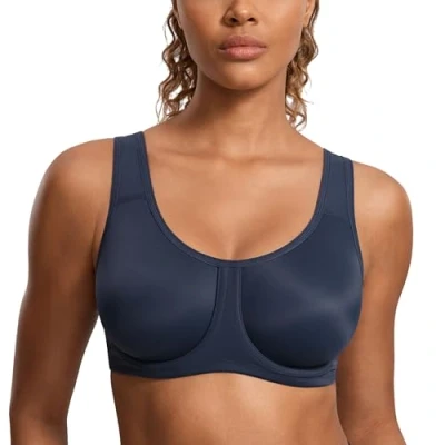 Abbildung von SYROKAN Damen Starker Halt Sports BH Große Brüste mit Bügel für Größen Echte Marine 5 95G