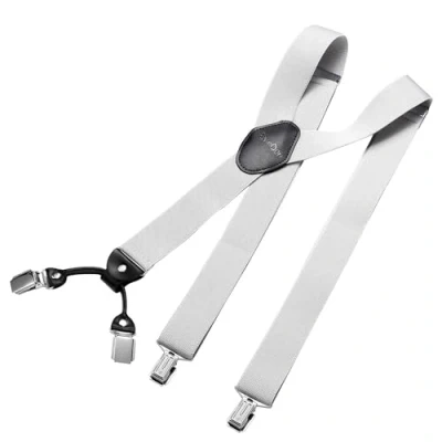 Abbildung von DonDon Hosenträger Herren breit 3,5 cm mit 4 Clips extra stark in Y Form elastisch und längenverstellbar, Hellgrau