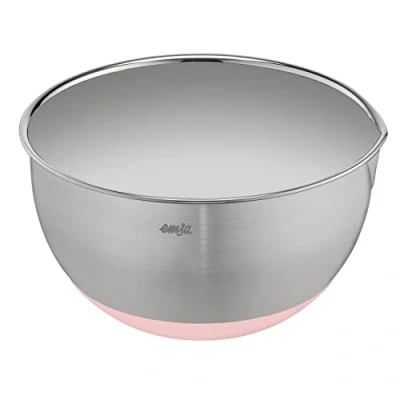 Abbildung von Emsa Prep&amp;Bake Rührschüssel aus Edelstahl 18 cm, Rutschfester Boden, Kratzfest, Schüssel mit Ausgießrand, Stapelbar, Rosa, K3271834