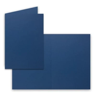 Abbildung von 25 Faltkarten B6 Dunkel Blau (Nachtblau) Blanko Doppel Karten 12 x 17 cm sehr formstabil für Drucker geeignet Serie: FarbenFroh