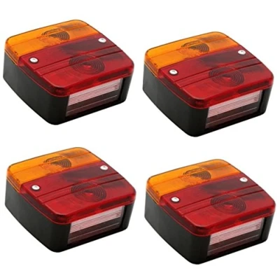 Abbildung von hillfield® Universal Rücklichter 12V, Rückleuchten für KFZ Anhänger, komplett mit Glühlampen (4 Stück)