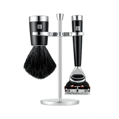 Abbildung von ZWILLING Rasierer Set mit (3 teilig Rasierpinsel und Halterung, passend für Gilette Fusion Klingen, Geschenkset), Schwarz