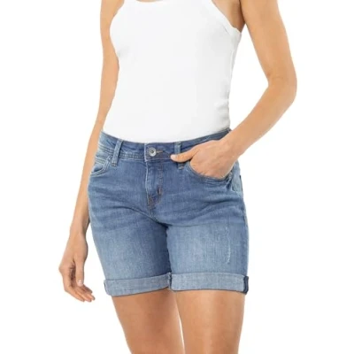 Abbildung von Sublevel Damen Stretch Jeans Bermuda Shorts im Used Look Light Blue XL