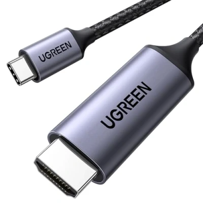 Abbildung von UGREEN USB C auf HDMI Kabel 4K 60Hz 2m Thunderbolt 3/USB 3.1 UHD Geflochten Aluminium kompatibel mit iPhone 15 MacBook Pro 2021 iPad Pro/Air, Galaxy S23 Ultra usw.（3M）