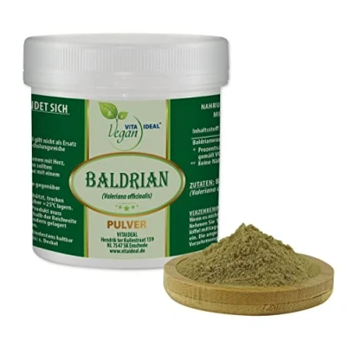 Abbildung von VITA IDEAL Vegan® BALDRIAN Wurzel 200g PULVER Valeriana officinalis Tagesportion 1000mg BALDRIANWURZEL,natürlich, pflanzlich &amp; ohne Zusatzstoffe, Inklusive Messlöffel.