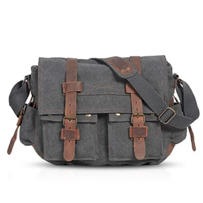 Abbildung von FANDARE Unisex Umhängetasche/Laptoptasche 14 Zoll für Arbeit Herren Messenger Bag Schultertasche Multifunktions Reise Canvas Grau