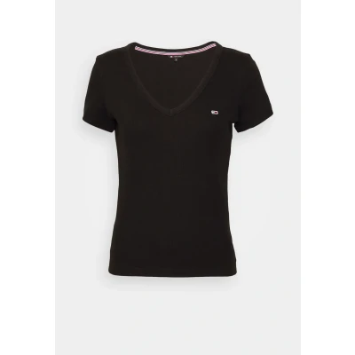 Abbildung von Tommy Jeans SLIM Essential Tshirt basic, Damen, Größe: 34, Black