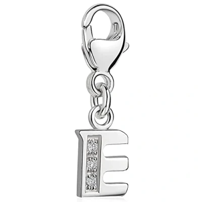 Abbildung von Materia Buchstabe E Anhänger Silber 925 mit 3 Zirkonia Alphabet Charms C55