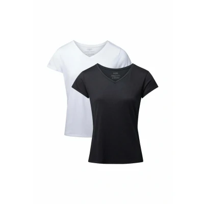 Abbildung von Danish Endurance Vneck 2PACK Tshirt basic, Damen, Größe: Large, Mc white black