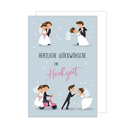 Abbildung von Edition Seidel Premium Glückwunschkarte zur Hochzeit mit Umschlag. Lustige Karte Hochzeitskarte Grusskarte Herzliche Glückwünsche Brautpaar Comic Humor (H446 SW023)