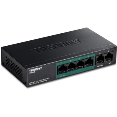Abbildung von TRENDnet TPE S50 6 Port Fast Ethernet PoE + Switch, 4 x Ports, 2 60 W Budget, Netzwerk Metall, Schwarz