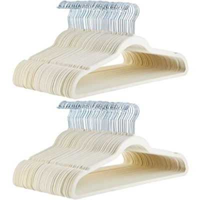 Abbildung von Amazon Basics Schmale und rutschfeste Kleiderbügel für Hemden/Anzug/Kostüm, 100er Pack, Elfenbein