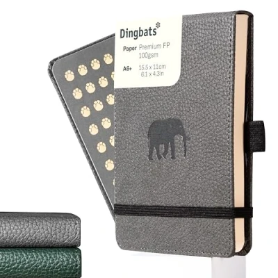 Abbildung von Dingbats* Tierwelt Reporter Notizbuch A6 Gepunktet Hardcover PU Leder Journal für Arbeit, Reisen Elastischer Verschluss, Stifthalter, Lesezeichen