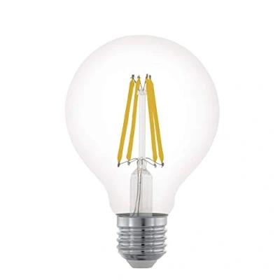 Abbildung von EGLO E27 LED Lampe dimmbar, Glühbirne Globe klassisch, Leuchtmittel für Retro Beleuchtung, 7,5 Watt (entspricht 60 Watt), 806 Lumen, warmweiß, 2700 K, Edison Birne G80, Ø 8 cm