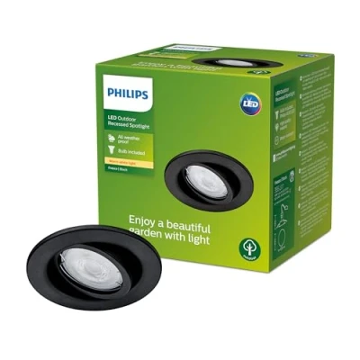 Abbildung von Philips Outdoor Fresco Einbauspot 4,6W, 2700 Kelvin, exkl. Leuchtmittel, IP44 wetterfest, schwarz