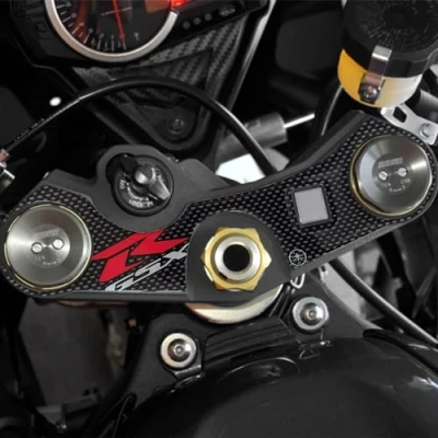 Abbildung von labelbike 3D Harz Aufkleber Dekorationen und Schutz GSXR Motorrad Lenkgabelplatte kompatibel mit Suzuki GSX R Carbon Farbe
