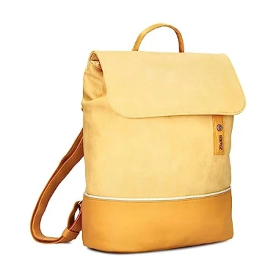 Abbildung von Zwei Damen City Rucksack Jana JR13 Damenrucksack 7 Liter, sportlich eleganter Look bicolor, DIN A4 Größe, weiches Kunstleder, Rückenpolsterung, Hauptfach mit Reißverschluss (cognac)