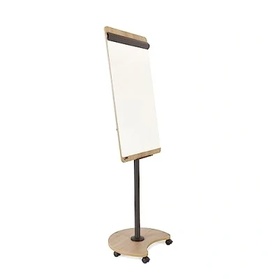 Abbildung von Rocada Natural, Flipchart, mit rollen, Ständer und stiftablage, Flipchart aus Holz, Trocken Abwischbar Magnetisch, Whiteboard 67x99 cm, Höhe 200cm Weiß