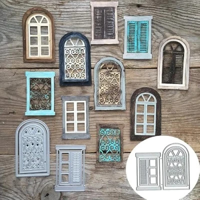 Abbildung von Stanzschablonen für Tür, Fenster, Bastelarbeiten, Vorlage, Sammelalbum, Karten, DIY, Prägung, Kartenherstellung, dekorative Papierschablonen, Scrapbooking