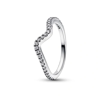 Abbildung von PANDORA Funkelnde Welle Ring aus Sterlingsilber mit Zirkonia in der Farbe Silber, Timeless Collection, Gr.52, 192539C01 52