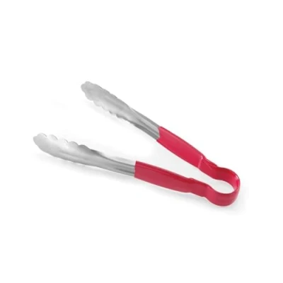 Abbildung von HENDI Servierzange HACCP, Griff beschichtet in den HACCP farben, Küchenzange, Lebensmittel Zange, Grillzange, Kochzange, 250mm, Edelstahl, Rot