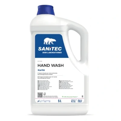 Abbildung von Sanitec Hand Wash Flüssigseife für die Hände, feuchtigkeitsspendend, mit Glycerin und antibakteriell, reinigt Hände frisch sauber, pH 5,5, hergestellt in Italien, dermatologisch getestet, 5 l