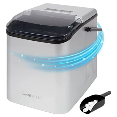 Abbildung von Clatronic Eiswürfelmaschine Eiswürfel nach 10 Minuten Selbstreinigend für große und kleine Würfel 12kg/24h Ice Maker 1,5 Liter Wassertank EWB 3785